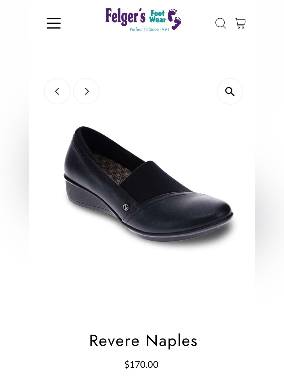Revere Naples Black Slip-On Wedge
